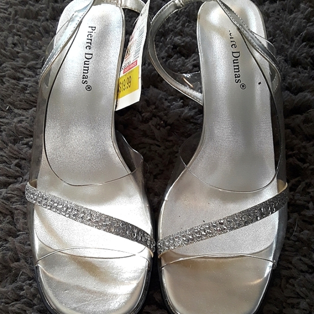NWT Womans heels rhinestones clear heel 8.5